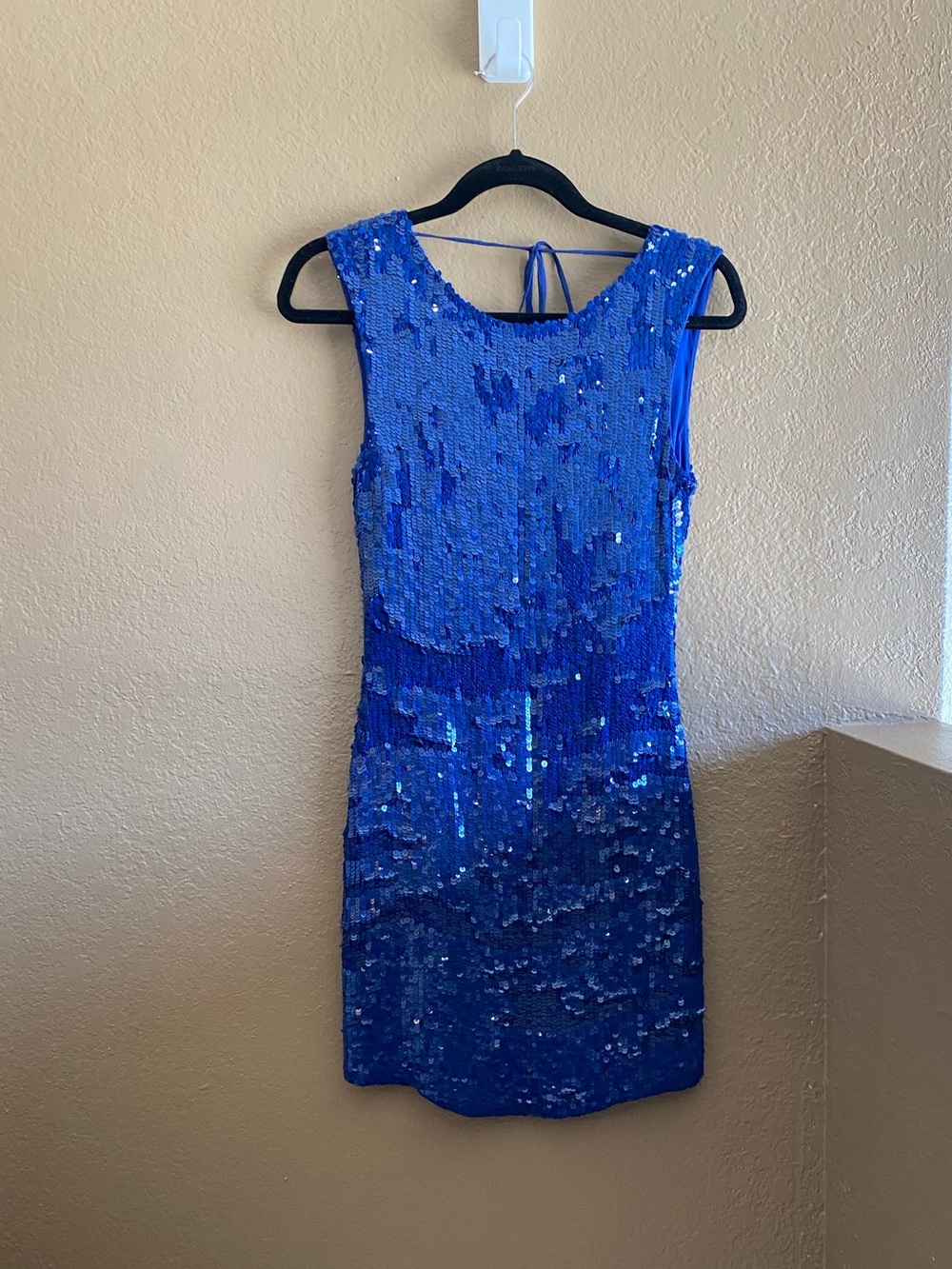 Alice + Olivia Royal Blue Sequin Embroidered Mini Dress